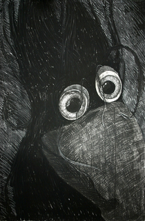 “Abraxas Portrait“ 2007, charcoal on paper, 150 x 80 cm