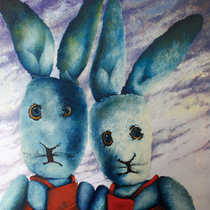 Dean Hills “Two Hares“ 2009, oil on canvas, 230 x 230 cm