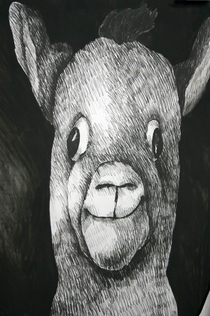 “Pferde“ 2007, charcoal on paper, 150 x 80 cm